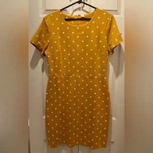 Yellow Polka Dot Summer Dress, Size Large